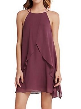 BCBGeneration Draped Halter Mini Dress - Plum